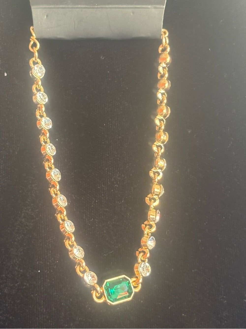 Gold-Tone Emerald Green Crystal Chain Bracelet- Women Jewelry